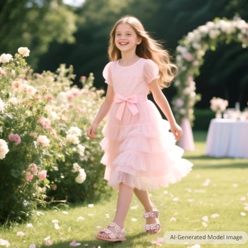 Image of Felix & Flora Toddler Girl Sandals - Flower Girl Dress Shoes Open Toe Little Kid Flats