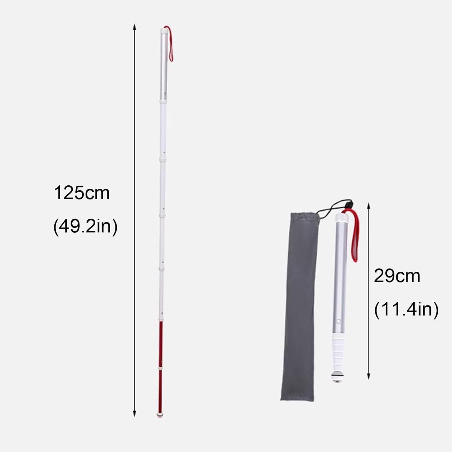 Bastón plegable, bastón ciego de 7 secciones, bastón telescópico plegable, bastón ciego de 125 cm, bastón guía de titanio para personas ciegas o con discapacidad visual