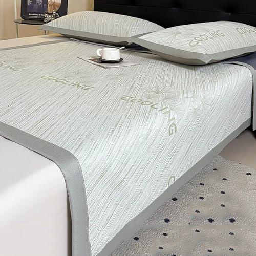 Esterilla de seda de hielo plegable verde de 180x200 cm para cama de matrimonio 2