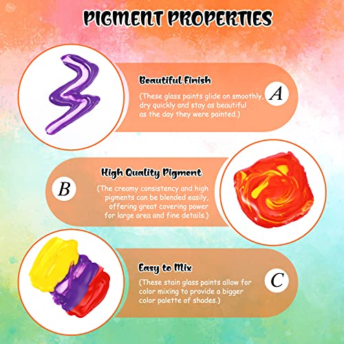 Bearals Stained Glass Paint, 12 Colors Glass Paint Set, Non-Toxic Window Glass Paint For Beginners And Artists (12X30Ml/1.01 Fl.oz) #TOP3