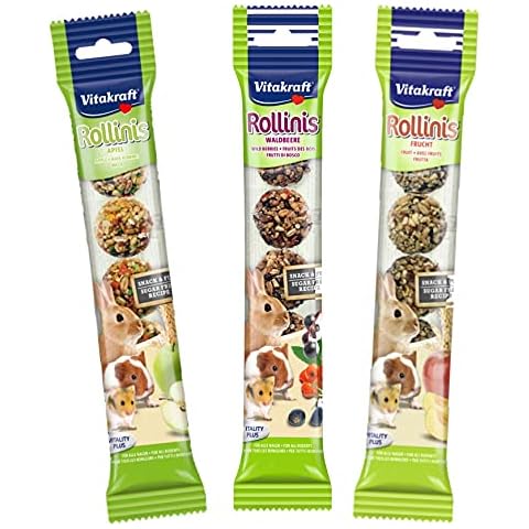 3 PACK MIXED VITAKRAFT SMALL ANIMAL ROLLINIS RABBIT GUINEA PIG TREAT BALL SNACKS Cover