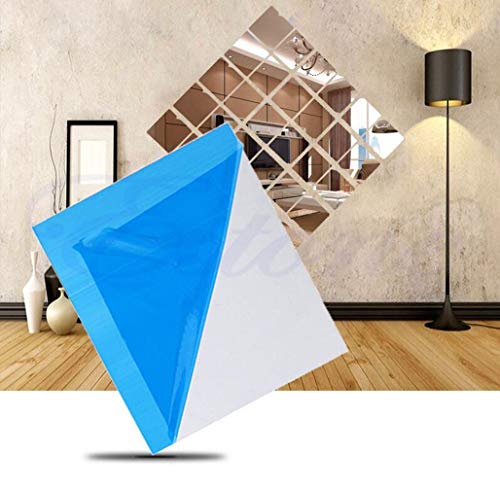 Emwel 16pcs Mirror Wall Stickers DIY Decorative Mirrors Self-adhesive Mosaic Tiles PET Home Decoration Mirror Decor Sticker Wall Treatments for Bathroom 15x15cm