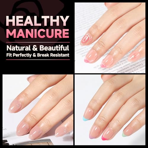 Image of UNA GELLA Extra Short Almond Nail Tips 12 Sizes Matte Gel Nail Tips 120Pcs | Pre-etched Soft Gel Clear Full Cover Nails Tips Short Almond Acrylic False Nails Press On Nails for Nail Extensions DIY Salon
