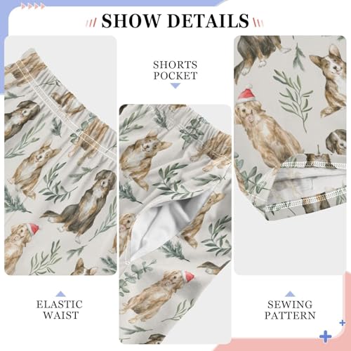 Merry Christmas Retriever Corgi Dog Boys Long Pants Soft Trousers Elastic Waist Kids Lounge Bottoms with Pockets S-XL4