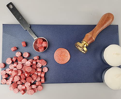 Sealing Wax Beads, AMTOL 300 Pcs Wax Sealing Beads with 2 Pcs White Candles and 1 Pcs Wax Melting Spoon, Great for Wedding Invitations,Cards Envelopes, Gift Wrapping (Orange Red) - Image 3