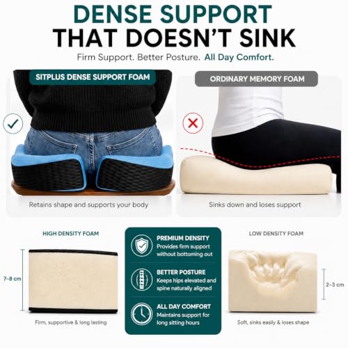 Image of Grin Health SitPlus Ergonomic Seating Combo | Dense Orthopedic Coccyx Seat Cushion & Patented Lumbar Back Support for Office Chair, Car & Long Sitting | Relief for Back Pain, Coccyx & Tailbone Pain