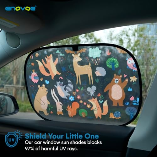 Image of Enovoe Car Window Shades (4 Pack) - Sun Shade Blocker for Baby & Children, Cling Windows Cover, Glare Shield and UV Rays Protection, Side Window Screens for SUV, Mesh Car Windows Shade (21 inchx14 inch)