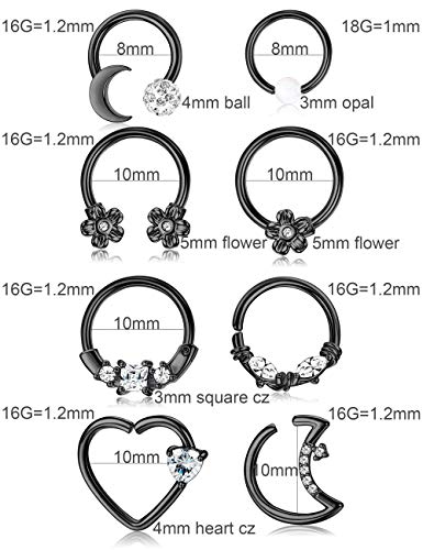 Orazio Black Daith Earrings 16G Stainless Steel Cartilage Tragus Helix Rook Ear Lip Septum Piercing Body Jewelry #TOP6