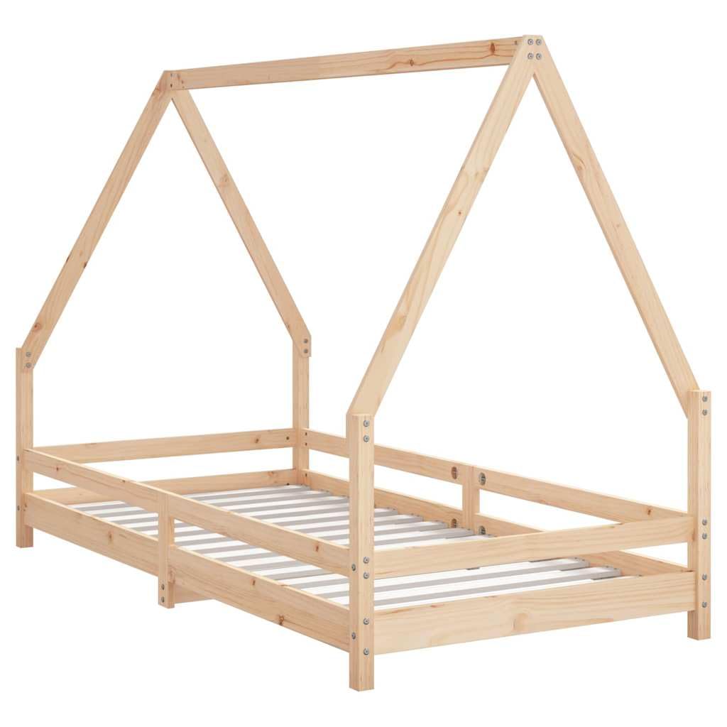 Cama infantil de 90 x 190 cm de madera de pino maciza, diseño de baja altura para niños a partir de 4 años, incluye somier y espacio de almacenamiento, adecuada para niños pequeños y bebés