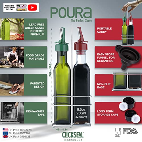Poura 17oz Vinegar and Olive Oil Bottle Drizzler Set including Caddy 500ml - Image 3
