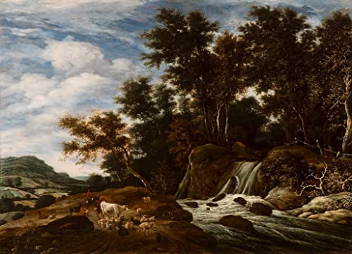 La cascada de Jacob Van Ruisdael cuadro retro para cubrir paredes vacías con arte clásico
