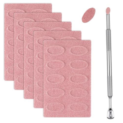 Pre-Treatment Cuticle Pusher, Dual Ended Nail Cuticle Remover with 50 Pcs 180 Grit Sandpaper Sheets Pre Polishing Sandpaper Pre-Treatment Cuticle Nail Tool Manicure Kit for Salon & Home Use