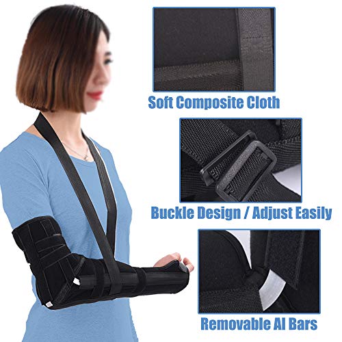 Arm Sling Shoulder Immobilizer Support Brace Rotator Cuff Sling Orthopedic Arm Elbow Fracture Stabilizer Splint for Women Men Injury, Post Surgery, Subluxation, Dislocation Pain Relief (M)