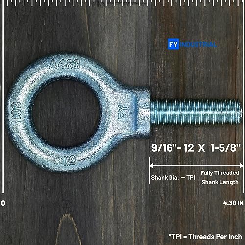 Image of Lifting Shoulder Eye Bolt 9 /16 inch-12 X 1-5 /8 inch |Blue Bright Zinc Plated