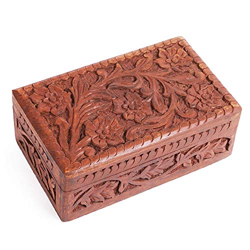 Artisans Of India Exotic Jewelry Storage Box Wood Trinket Keepsake Boxes Treasure Chest