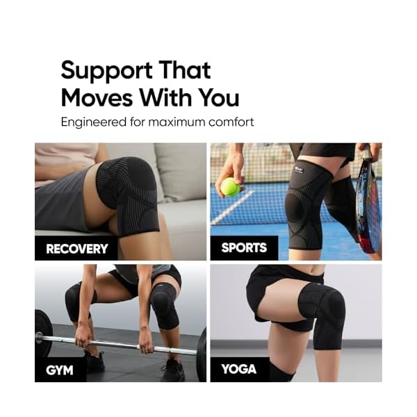 Frido Active Knee Cap Support for Men & Women | Active Compression for Pain Relief & Joint Support | Knee Sleeve for Gym, Running, Jogging, Sports & Workout | Anti-Sweat Knee Brace (1 Pair) Core Black, M - Image 5