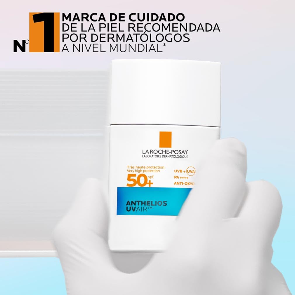 La Roche-Posay Protector Solar SPF 50+, Fórmula con Ácido Hialurónico, Niacinamida y Filtros UVA/UVB Avanzados, Fluido Invisible, Anthelios UVAir, 40 ml