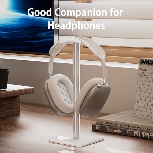 Image of Headphone Stand - Headset Stand with Aluminum Hanger, Headphone Holder for AirPods Max, Sony, Bose, Beats and More (White)