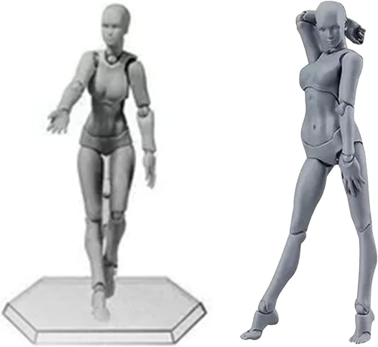 Poseable Mannequin, Action Figure Body Customizable Poses Drawing Model,Action Figure Body Customizable Poses Movable Durable PVC Widely Used Drawing Mannequin for Family Office Grey Woman