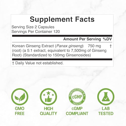 Korean Red Panax Ginseng Root Extract, 7,500mg Serving, 240 Softgels – 150mg Active Ginsenosides - Image 5