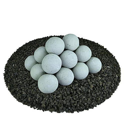 Ceramic Fire Balls | Set Of 20 | Modern Accessory For Indoor And Outdoor Fire Pits Or Fireplaces – Brushed Concrete Look | Pewter Gray, 3 Inch #TOP16