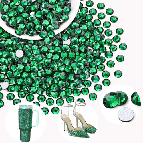 Image of 400PCS SS30 /6mm Crystal Glass Rhinestones for Bedazzling (Emerald Green) | Flatback Rhinestones for Crafting DIY Nail Art Makeup Decoration, Gems Diomand Charms for Tumbler Shoes Clothing Mug
