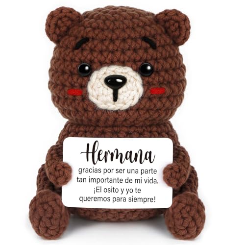CheriGift Oso Positiva Regalo Hermana, Oso Hechas a Mano, Originales Regalo Hermana Cumpleaños, Día de San Valentín, Navidad 6 x 5 x 9.5 cm