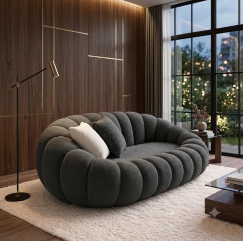 Image of CRAFTCITY 2 Seater Pumpkin Sofa /Loveseat with Accent Pillows |Living Room Couch