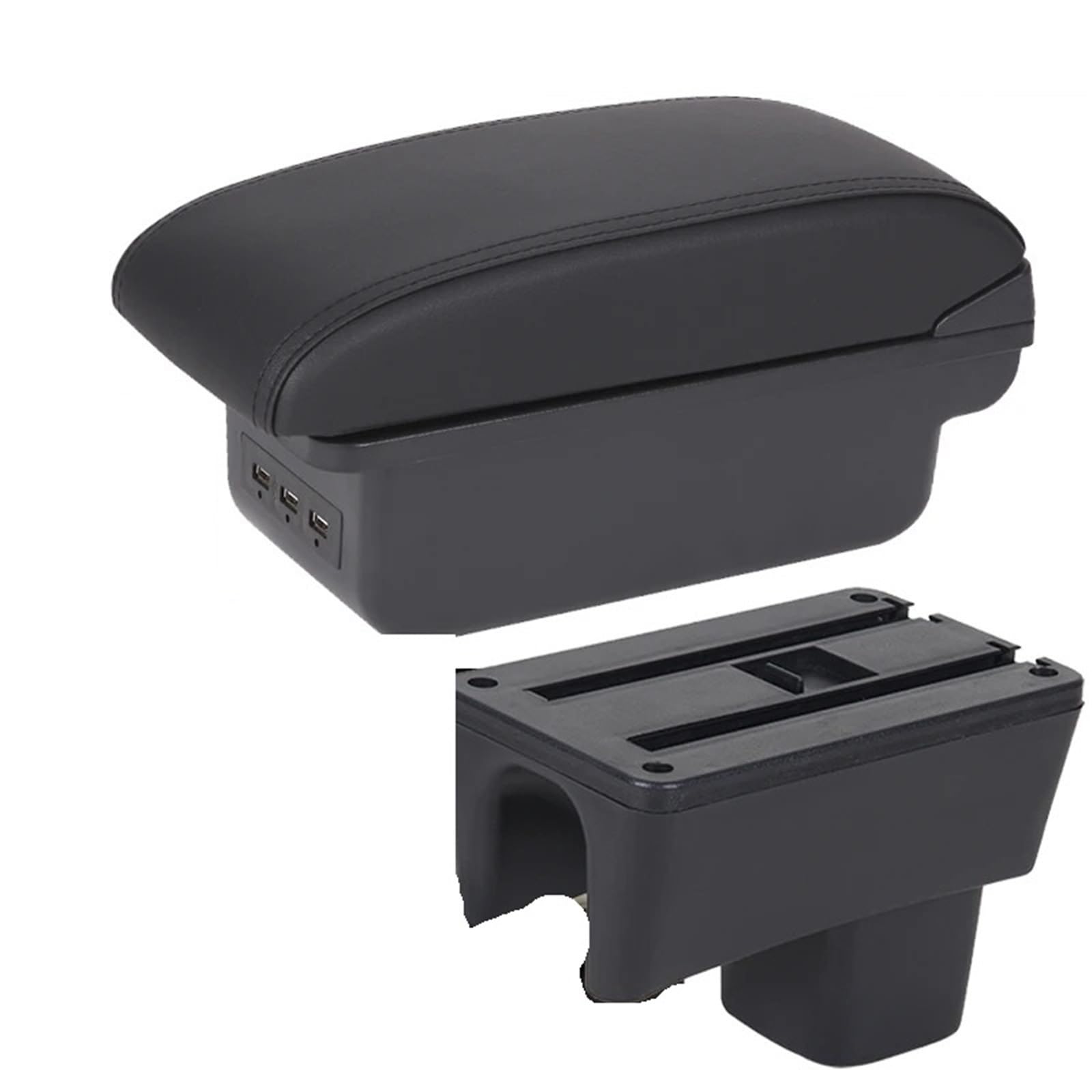 Car Armrest Box For SUZUKI For Swift 2005-2025 Car Armrest Auto Storage Box Bracing Heighten Interior Details(B2 black line 3USB)