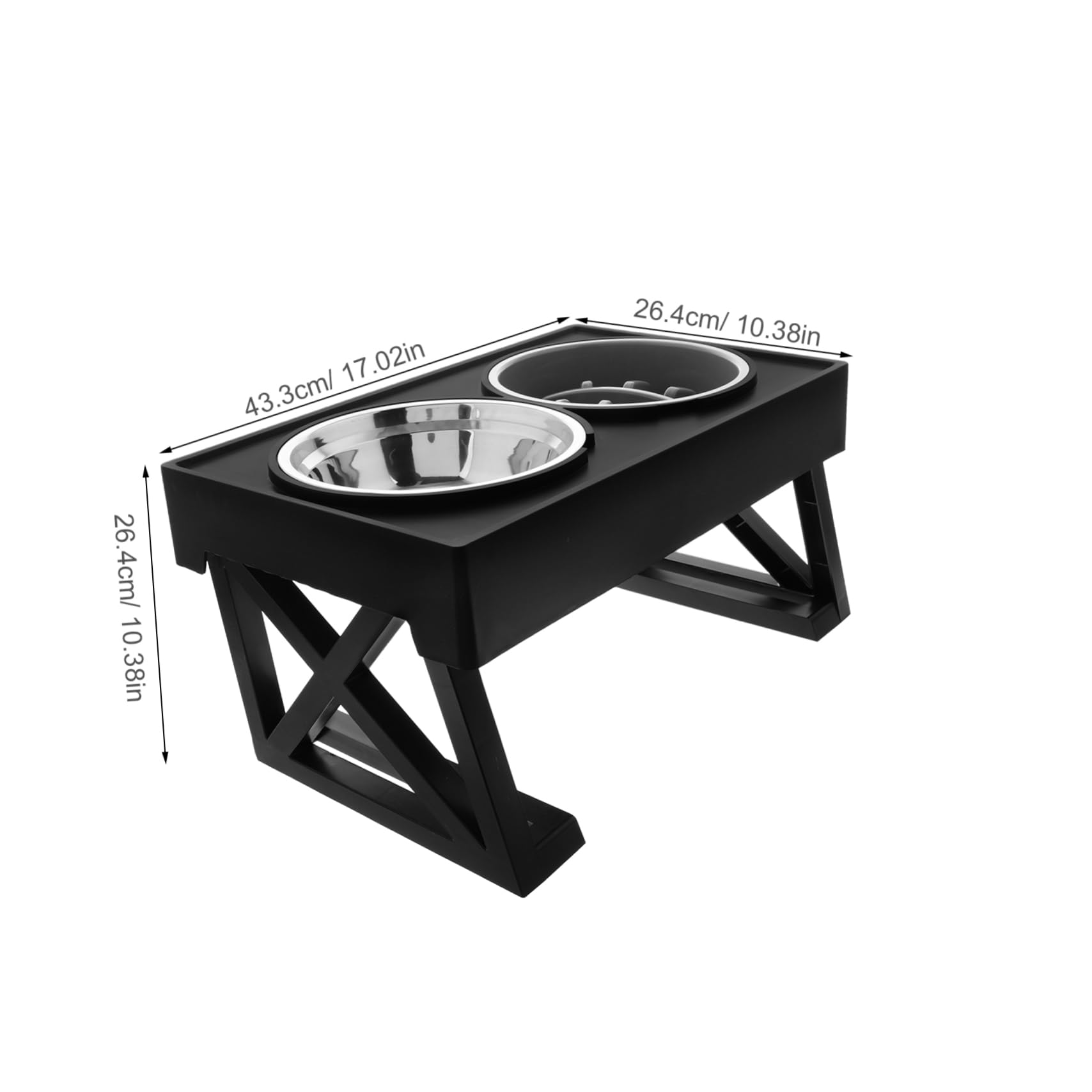 Gamelle Surélevée Double Bol Anti-glouton, pour Chats et Chiens | Acier Inoxydable et Abs, Usage Eau et Nourriture, Format Voyage, Intérieur et Extérieur, Deux Bols