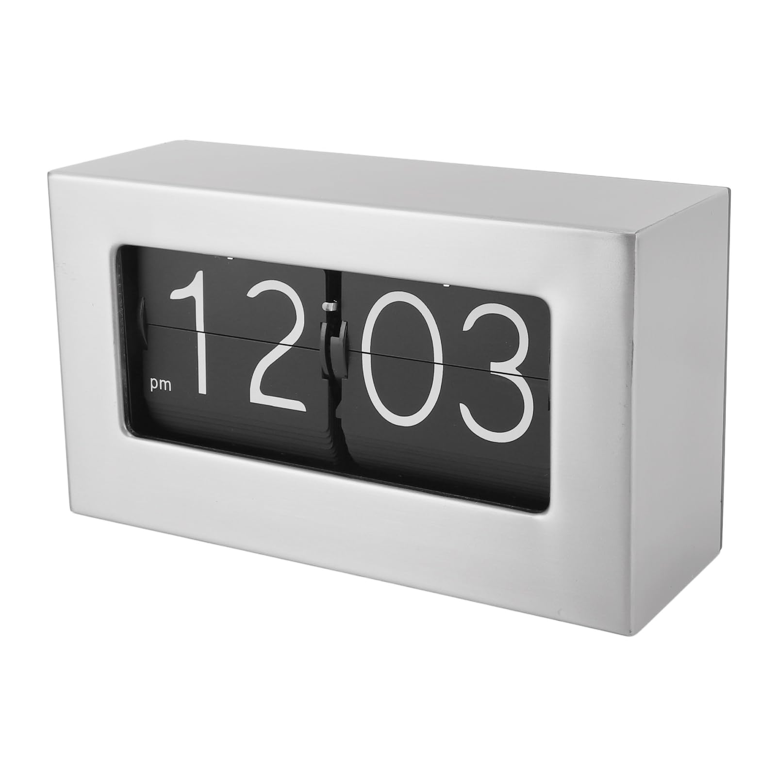 Walfront Orologio a Vibrazione Automatica Orologio Ribaltabile Digitale da Tavolo con Display Trasparente in Acciaio Inossidabile Stile retrò 12 Ore per l'ufficio del Soggiorno di Casa