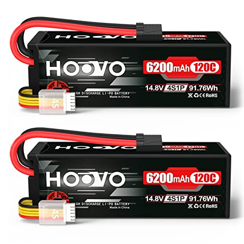 HOOVO 4S Lipo Battery 14.8V 6200mAh 120C RC Car Battery Hard Case with TR Plug Compatible for...