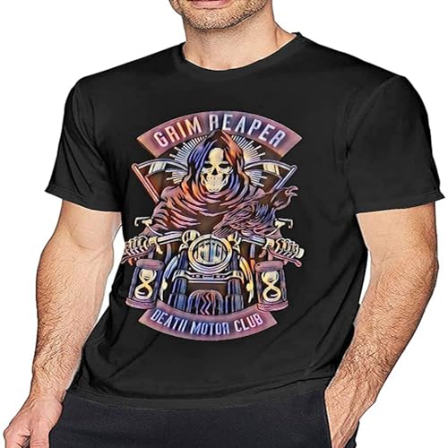 Grim Reaper (Death Motor Club) Men T-Shirt Short Sleeve Casual Crew Neck Summer Tee Tops Shirts Black S