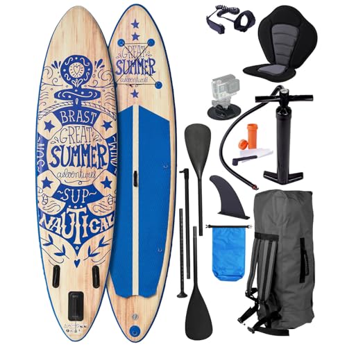 BRAST® SUP Board Summer | Aufblasbares Stand up Paddle Set | 320x81x15cm viele Modelle | 5 Jahre...