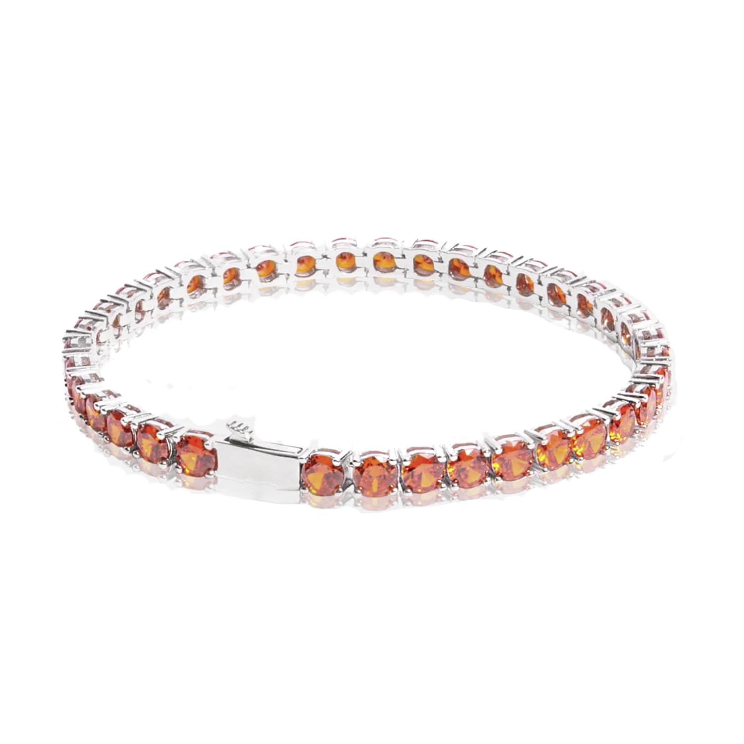 Chainzilla 4mm Alloy Steel with Cubic Zirconia Stones(Orange) Iced Out Tennis Bracelet For Men & Women (White Color) (8 inch / 21 cm) (B0C74K8BHK) Amazon Price History, Amazon Price Tracker