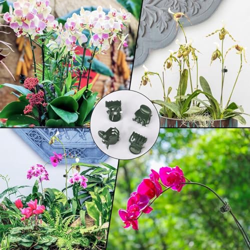 Image of 30 PCS Plant Support Clips for Climbers, Orchids, Vines and Stems | 30 reusable plant clips gently support orchid stems, climbing vines and flower stalks to help plants grow upright