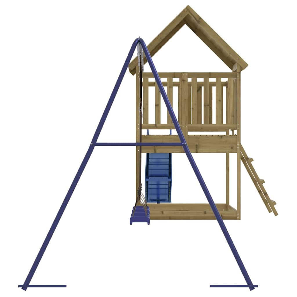 vidaXL Spielturm, Klettergerüst mit Rutsche Leiter Schaukel, Kinder Kletterturm mit Holzdach, Spiel-Zubehör für Garten, Holz Spielplatz, Imprägniertes Kiefernholz