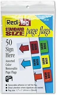 REDI-TAG 76830 - Banderas de página extraíbles, verde/amarillo/rojo/azul/naranja, 10 colores, 50 unidades