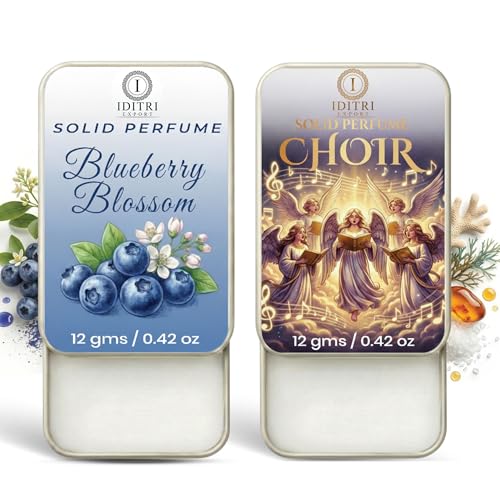 Image of IDITRI EXPORT Solid Perfume |blueberry blossom&Choir Alcohol Free Wax Perfume Balm, Long Lasting | Pocket Tin 12g, Pack Of 2| Non Greasy Smooth Glide, Travel Friendly Unisex Gifts He Or Her