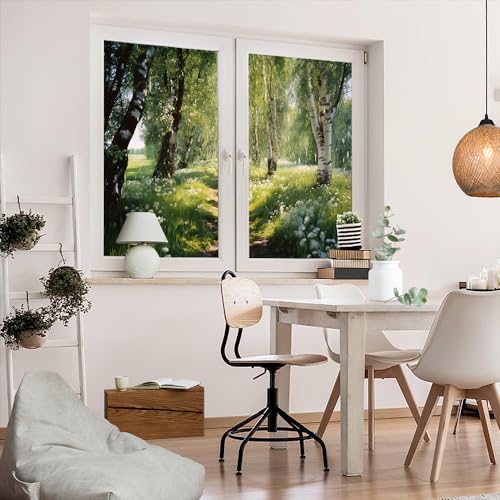 Vinilo para ventana estilo vitral Rustic Forest 2 piezas miniatura 5