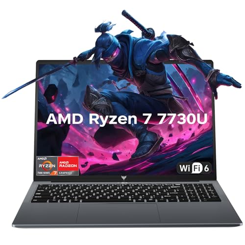 KAIGERR Light Gaming Laptop, 16.0inch Laptop Computer with AMD Ryzen 7 7730U(8C/16T, Up to 4.5GHz),...