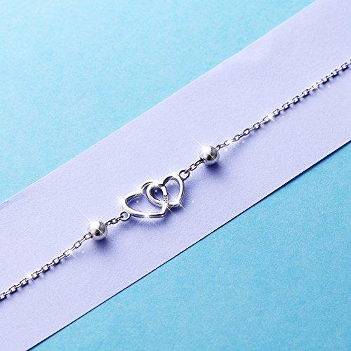 Daochong Heart Anklet For Women S925 Sterling Silver Adjustable Foot Ankle Bracelet Jewelry #TOP3