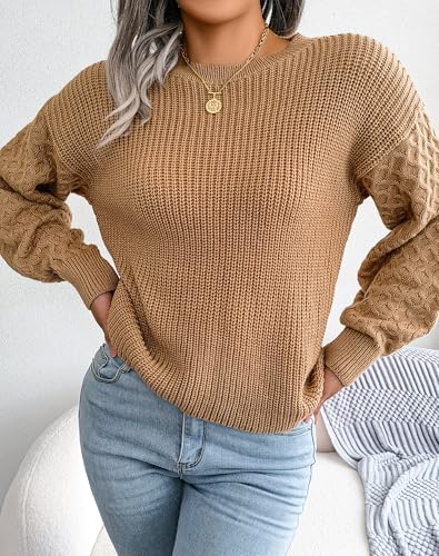 Fall Sweaters for Women Lightweight, Honeycomb Long Sleeve, Crewneck, Textured Knit, Womens Fall Fashion 2025