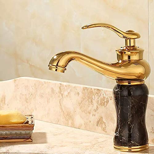 SFRSFR Bathroom Basin Mixer Tap - Brass & Jade, Gold Finish, for Sink Bath(Light Gray)