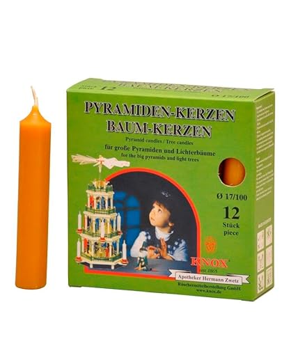 Richard Glässer 29336 - Candele a piramide naturale, diametro 17 mm, 12 pezzi per confezione