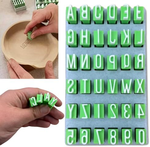 JCTEEY – Set De 38 Tampons En Argile Alphabet Minuscules Et Symboles – Outils Pour Céramique Et Pâte Polymère – Hauteur 4 Mm