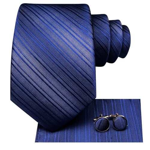 Image of Dubulle Mens Paisley Striped Tie Woven Necktie for Men and Handkerchief Cufflinks Set Wedding Formal Business