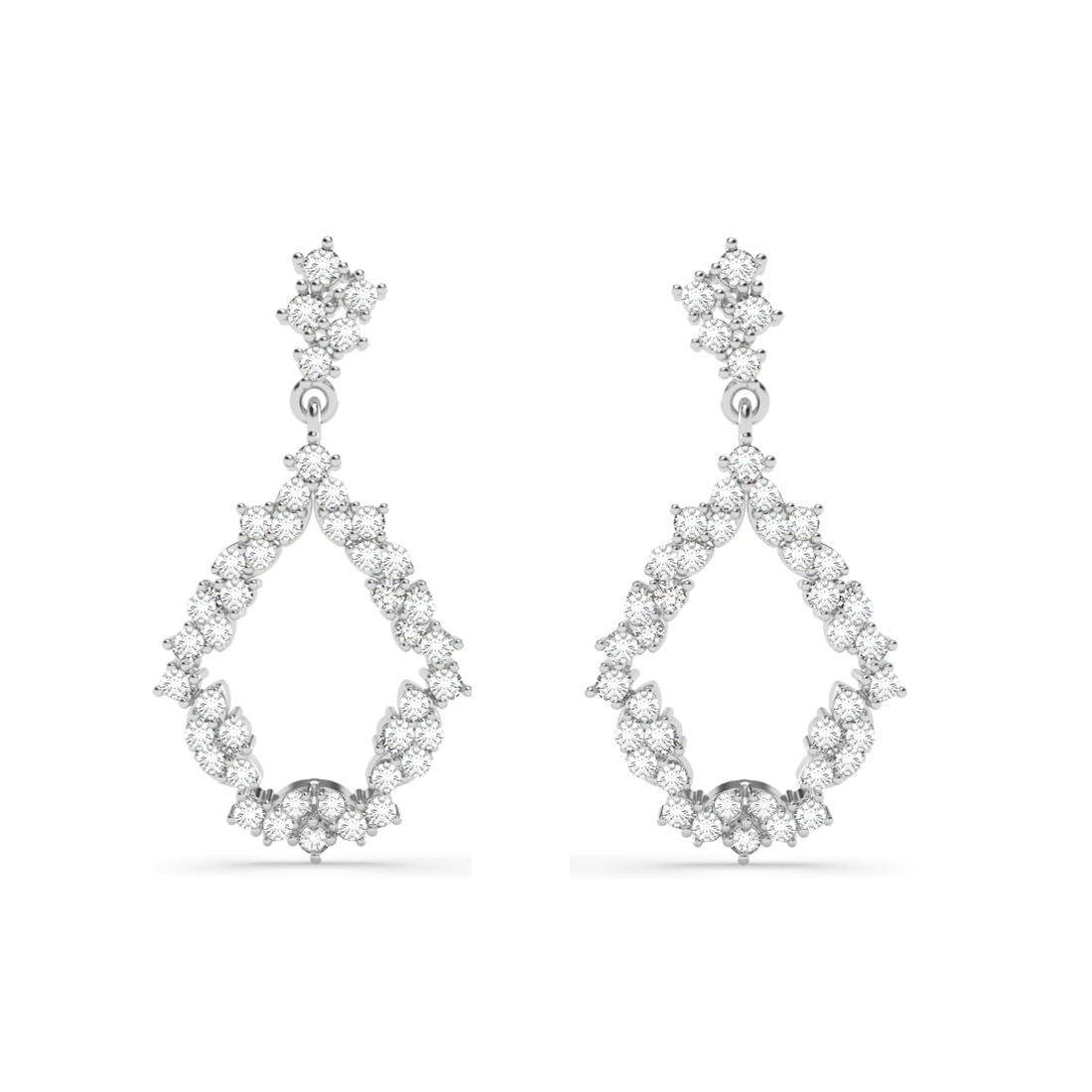 CLARA 925 Sterling Silver Frida Studded Dangler Earrings | Platinum Plated, Swiss Zirconia | Gift for Women & Girls (B0D9CX23BG) Amazon Price History, Amazon Price Tracker