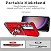 SunStory Compatible with Samsung Galaxy S23 FE 5G Case with HD Screen Protector & Slide Camera Cover & Rotated Ring Kickstand, [Military-Grade] Phone Case for Galaxy S23 FE (Red)