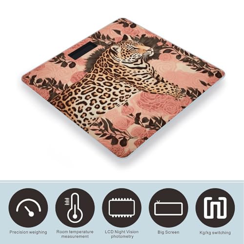 Báscula digital de baño con diseño rayas leopardo, 400 lb miniatura 3